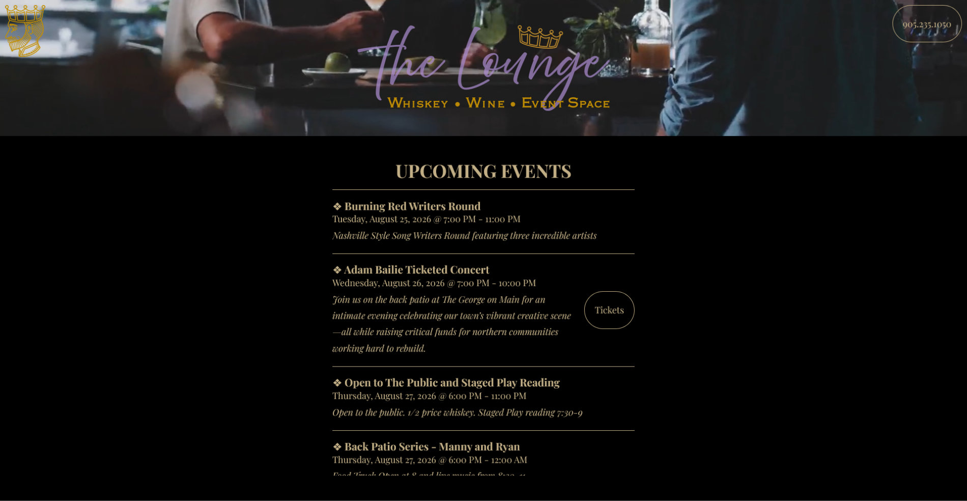 depicting a layout designed and developed for bespoke bistro and brewery The George on Main. The website is hosted at thegeorgeonmain.com